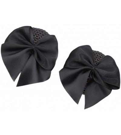 Accessories 1Pair Women's Adhesive Cover Sequin Reusable Pasties Bra With Bowknot - All Black - CG19CX4ZM0W $9.26