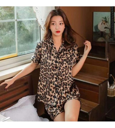 Sets Women's Pajamas Set Leopard Striped Flower Love Cat Ladies Sleepwear Sets Short Sleeve Girls Pajamas Loungewear Nightgow...
