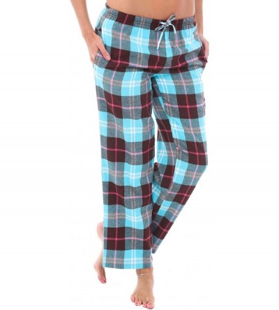 Bottoms Women's Flannel Pajama Pants- Long Cotton Pj Bottoms - Teal and Brown Plaid - CE18UW96GE2 $16.93