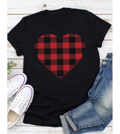Thermal Underwear Women's Valentine Shirt- Adeliberr Heart-Shaped Cute Graphic Print Shirt Shirt T-Shirt Short Sleeve - D-bla...