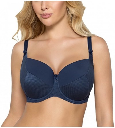 Bras 281 Kate Underwired Padded Full Cup Bra Non Removable Adaptable Straps - Dark Blue - CD188YWQO7Q $20.35