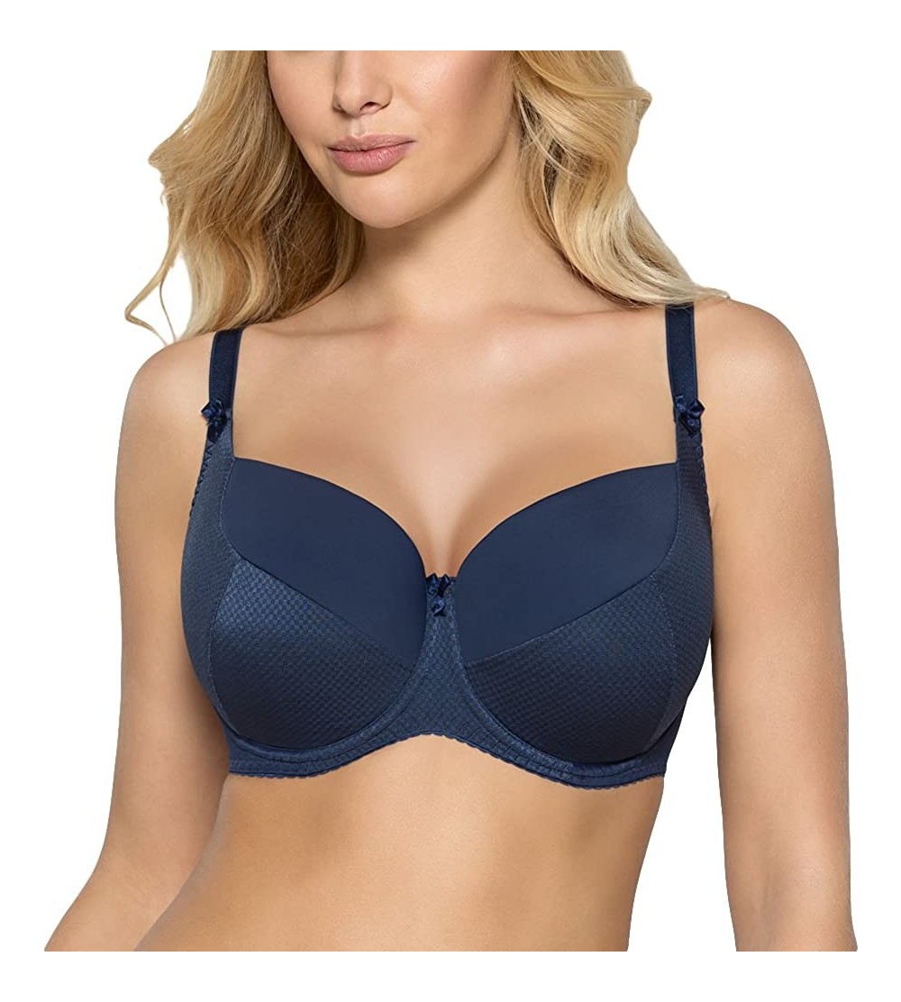 Bras 281 Kate Underwired Padded Full Cup Bra Non Removable Adaptable Straps - Dark Blue - CD188YWQO7Q $20.35