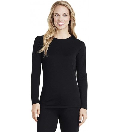 Tops Women's Softwear with Stretch Long Sleeve Crew Neck Top - Black - CX12HTUMTGD $62.81