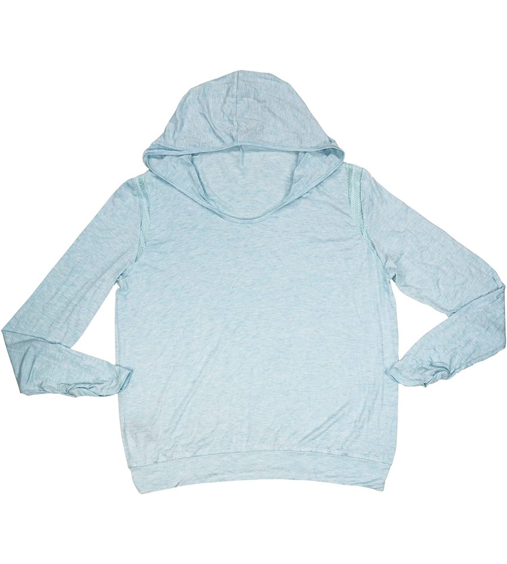 Tops Cozy Mornings Long Sleeve Hoodie Pajama Top - Blue Glow - C418YK7UI5C $18.26