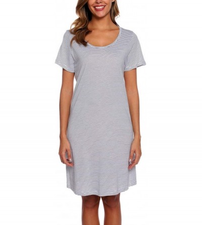 Nightgowns & Sleepshirts Women's Sleepwear Cotton Sleep Tee Short Sleeves Print Sleepshirt - Line - CM18EMYLTNR $13.74
