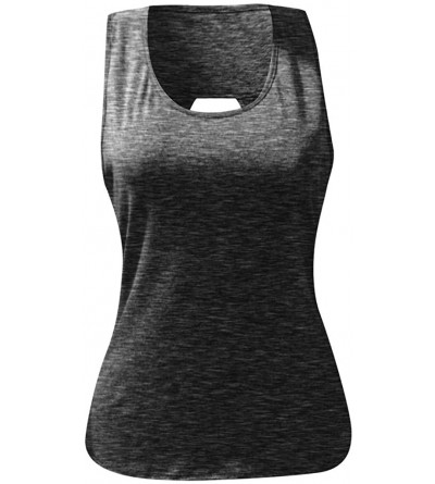 Tops Women Workout Tops Mesh Racerback Tank Yoga Shirts Gym Clothes - S-gray - C8190ZWDTXW $12.24