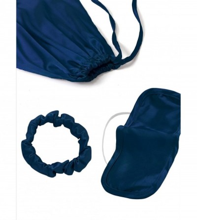 Sets Women's Pajamas Set 7pcs Silk Satin Sleepwear Loungewear Cami Shirt Pj Set - Navy - CT19E4R5QEH $41.48