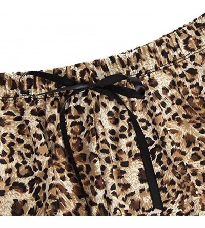 Sets Women Leopard Print Sleepwear Lace Pajamas Set Shorts Nightwear Camisole Short Sets - Gold - CY18TD4H820 $8.68