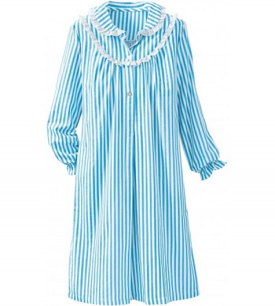 Nightgowns & Sleepshirts Short Striped Flannel Gown - Misses Short - Blue - CG1117KBKET $54.08