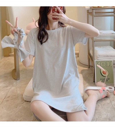 Nightgowns & Sleepshirts Women Casual Solid Short Sleeves Tops Tunic T Shirt Dress Pajamas Summer Soft Sleepwear Homewear Min...