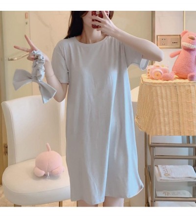 Nightgowns & Sleepshirts Women Casual Solid Short Sleeves Tops Tunic T Shirt Dress Pajamas Summer Soft Sleepwear Homewear Min...