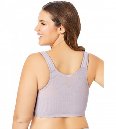Bras Women's Plus Size Front-Close Embroidered Wireless Posture Bra - White (0887) - C318ESRGRYA $21.06