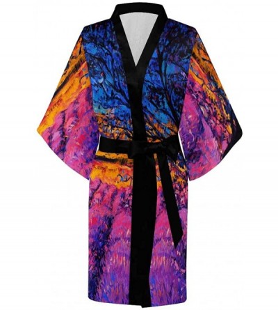 Robes Custom Black&White Moustache Women Kimono Robes Beach Cover Up for Parties Wedding (XS-2XL) - Multi 3 - CY194TDAMTO $55.29