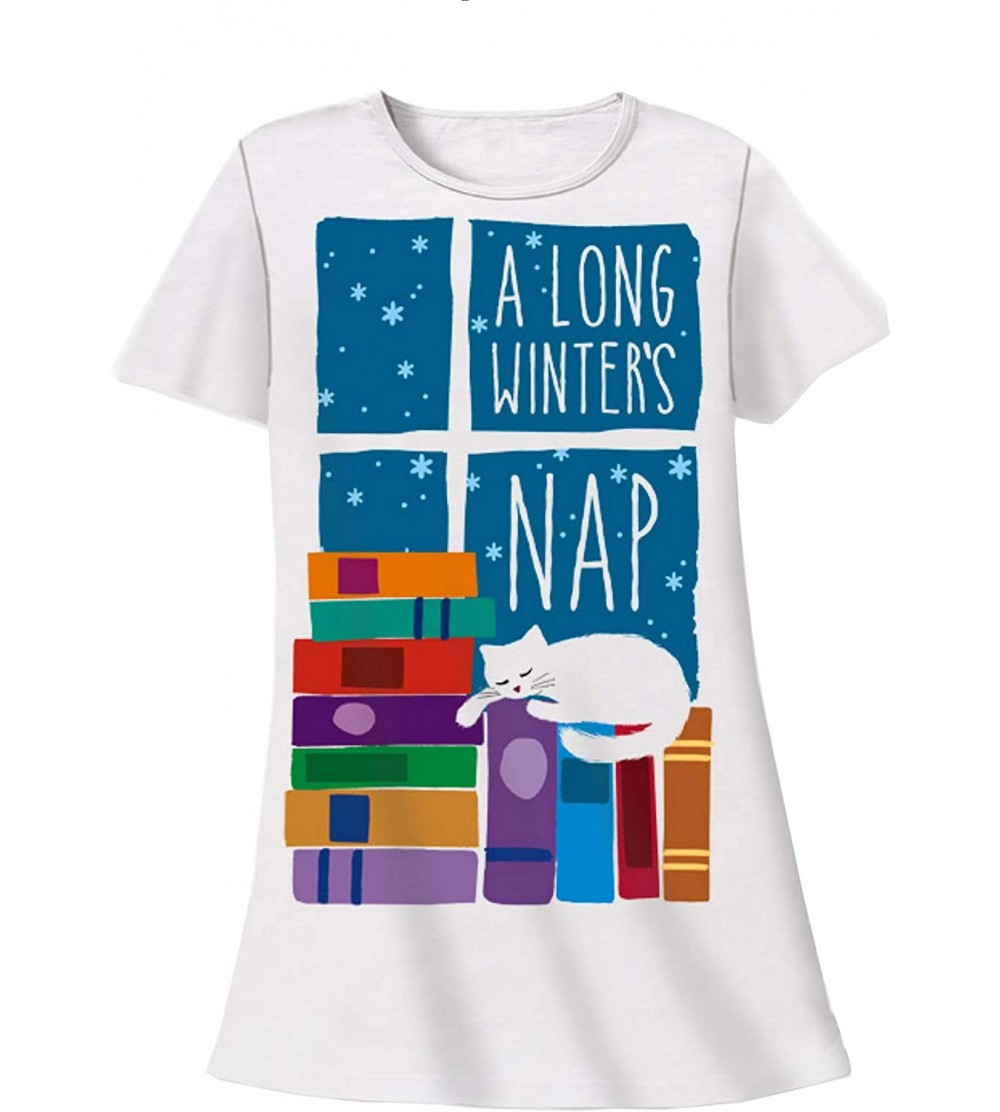 Nightgowns & Sleepshirts A Long Winter's Nap Sleep Shirt Night Shirt White - C518W0XWITT $30.95