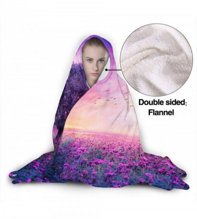 Robes Warm Hoodie Blanket Purple Forest Hooded Throw Wrap Cape Cloak Bathrobe Womens Reversible Home Office Shawl Flannel wit...