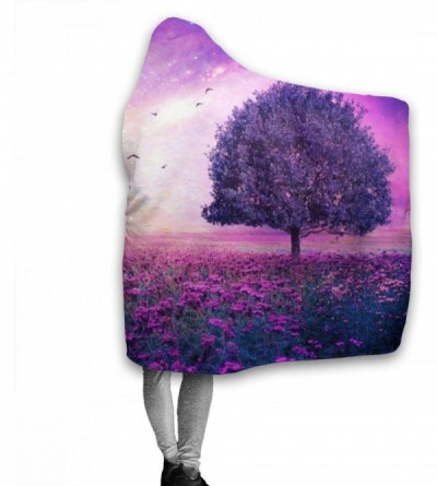 Robes Warm Hoodie Blanket Purple Forest Hooded Throw Wrap Cape Cloak Bathrobe Womens Reversible Home Office Shawl Flannel wit...