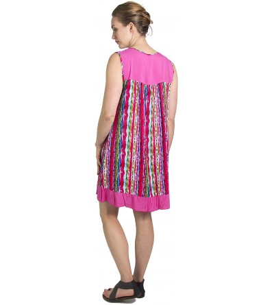 Nightgowns & Sleepshirts Aidan Women Summer Short Shift Dress Colorful Loose Boho Casual Sleeveless - Fuchsia - CX18LKTL8ET $...