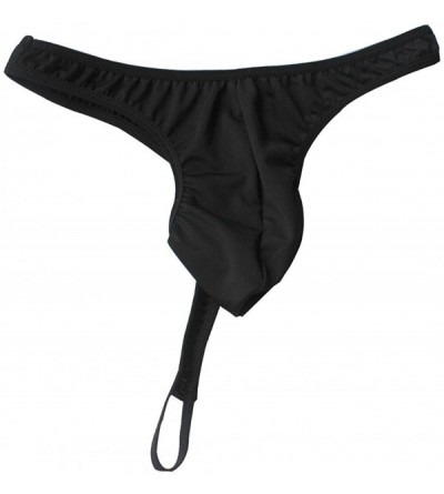G-Strings & Thongs Men's Sexy Pouch Thong Bikini Briefs O-Ring Enhance Jockstrap T-Back Underwear - Black - CY199ANH3KQ $29.17