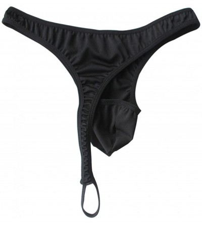 G-Strings & Thongs Men's Sexy Pouch Thong Bikini Briefs O-Ring Enhance Jockstrap T-Back Underwear - Black - CY199ANH3KQ $28.80