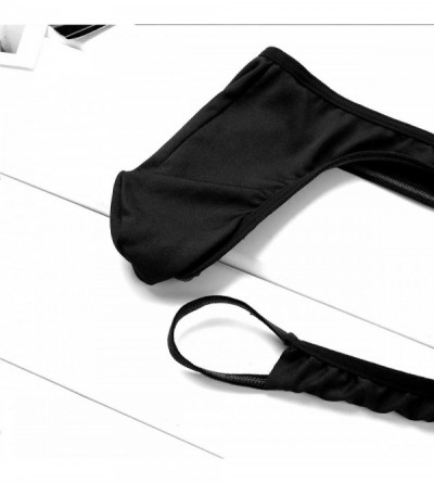 G-Strings & Thongs Men's Sexy Pouch Thong Bikini Briefs O-Ring Enhance Jockstrap T-Back Underwear - Black - CY199ANH3KQ $30.64