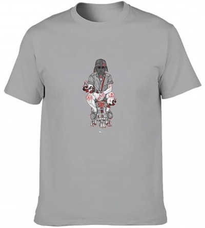 Undershirts Skull Warrior Cotton T Shirt Men Moisture Plus-Size T Shirt Scary Skull - Gray - C119DSMXKWO $41.40