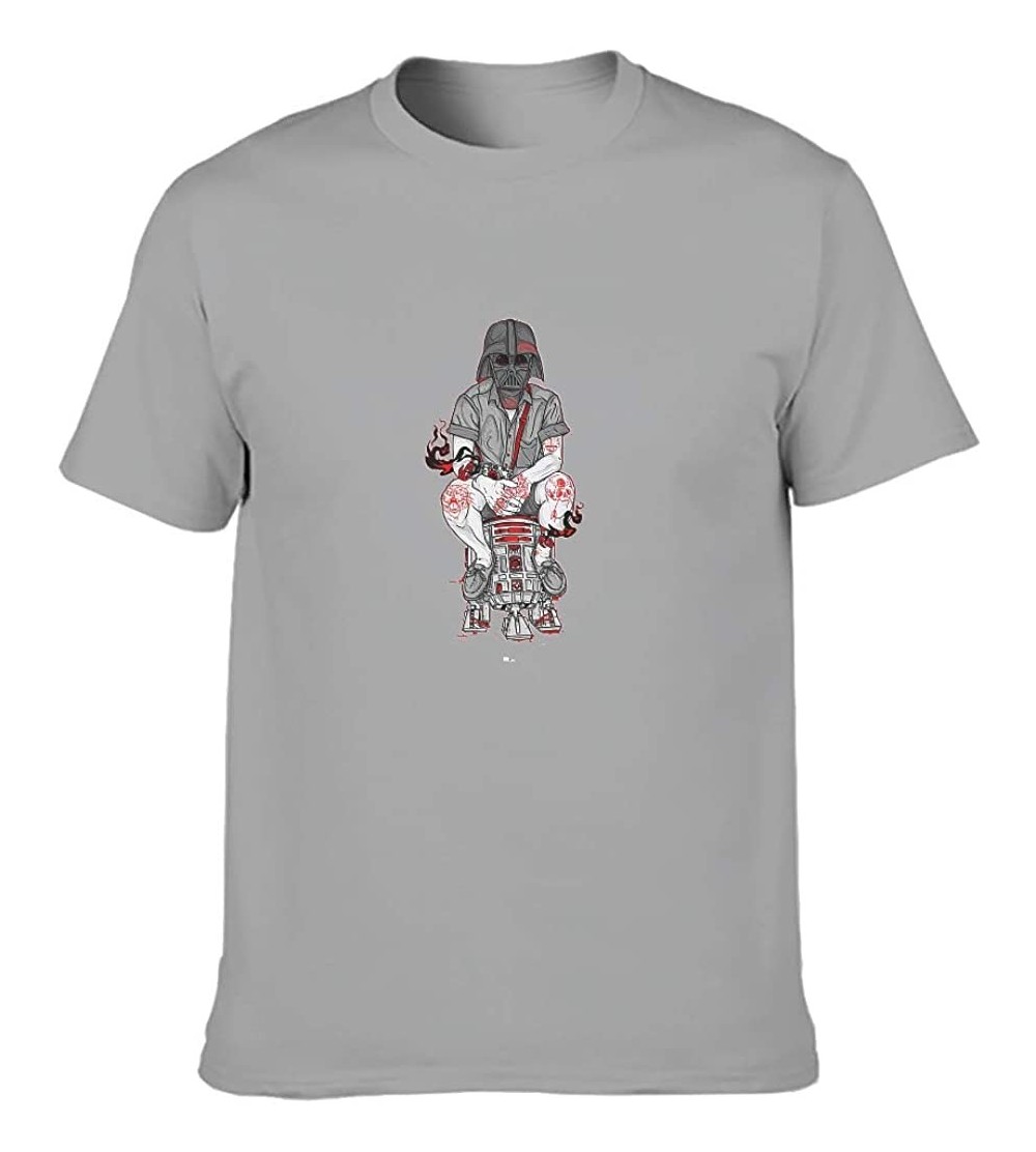 Undershirts Skull Warrior Cotton T Shirt Men Moisture Plus-Size T Shirt Scary Skull - Gray - C119DSMXKWO $45.82
