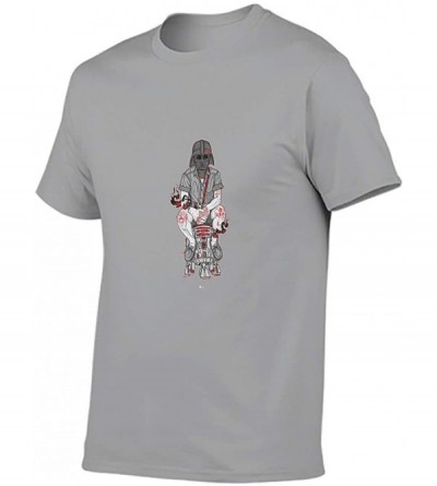 Undershirts Skull Warrior Cotton T Shirt Men Moisture Plus-Size T Shirt Scary Skull - Gray - C119DSMXKWO $45.82