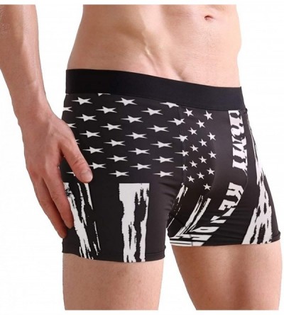 Boxer Briefs Police Blue Line Flag Boxer Briefs Men's Underwear Boys Stretch Breathable Low Rise Trunks - Army Retired Flag -...