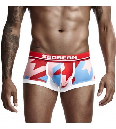 Boxer Briefs Sexy Style Fashion Printed Underwear Comfortable Underwear Soft Boxer Briefs Printed - Red - CQ18YZ9TLUM $23.32