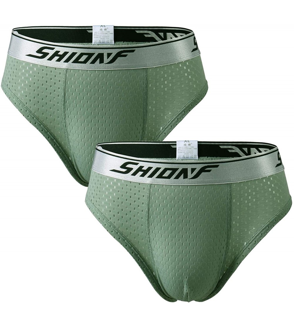 Briefs Men's Underwear Briefs Sports Performance Briefs Mesh Active Underwear Quick Dry Briefs Flyless Brief - 2 Packs-grey G...