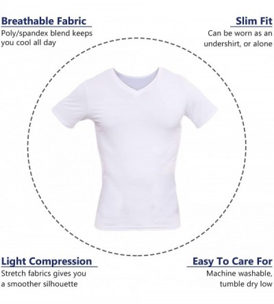 Shapewear Men's Slimming Light Compression V-Neck Shirt - Short Sleeve Body Shaper T-Shirt for Weight Loss - White - C518D9GO...