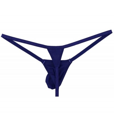 G-Strings & Thongs Men's Sexy Low Rise Pouch Panties Stretchy Jockstraps Trunks G-String Thong Briefs Underwear - Navy Blue -...