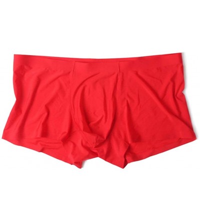 Boxer Briefs Mens Boxer Ice Silk No Trace Low Rise U Convex Pouch Solid Color Breathable Underwear - Red - CW18SRH9LY3 $19.48