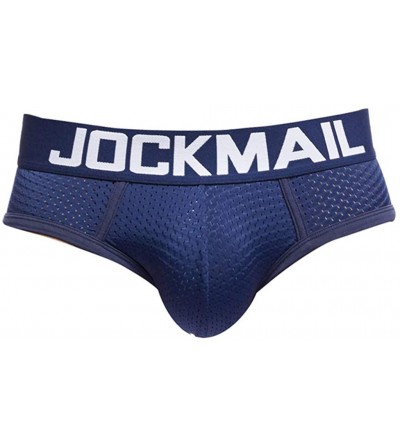 Boxer Briefs Underwear Mesh Breathable Patchwork Sports Fitness Briefs-Men's New Underpants - Blue - CZ18QN0UR97 $12.13