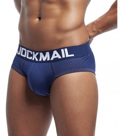 Boxer Briefs Underwear Mesh Breathable Patchwork Sports Fitness Briefs-Men's New Underpants - Blue - CZ18QN0UR97 $22.29