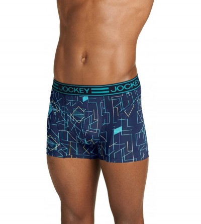 Boxer Briefs Men's Underwear Sport Cooling Mesh Performance Trunk - Teal Cyberprint - CJ195ZWD8OH $26.06