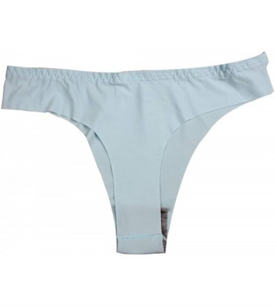 Bustiers & Corsets Hot Women Invisible Underwear Thong Cotton Spandex Gas Seamless Crotch - Light Blue - CB193GCSGAW $9.88