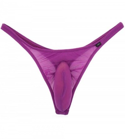 G-Strings & Thongs 2019 Hot Men Underwear Thongs Male Fashion Sexy Nylon Shorts Jocks Bikinis Size S M L XL XXL - Purple - CR...
