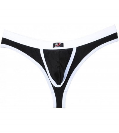 G-Strings & Thongs Men's Hole & Pouch Thong Underwear - Black - CT11YPILGV7 $12.30