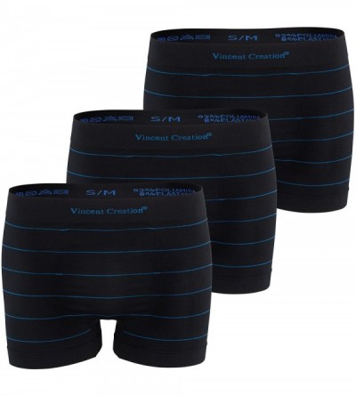 Boxer Briefs Men's Boxer Briefs- Pack of 3- Seamless Underwear Boxershorts Trunks - Blue Stripes - CD185A8TZ05 $31.18