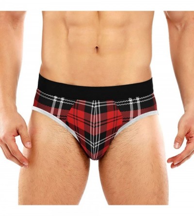 Briefs Christmas and New Year Plaid Mens Bikini Underwear Sexy Stretch Comfort Low Rise Briefs Underpant - Wondrous Color - C...