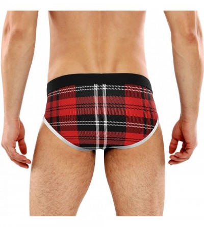 Briefs Christmas and New Year Plaid Mens Bikini Underwear Sexy Stretch Comfort Low Rise Briefs Underpant - Wondrous Color - C...