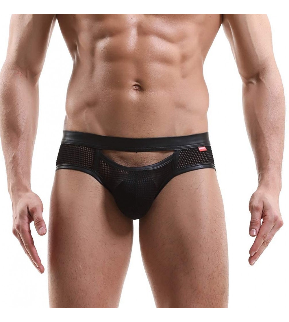 Boxer Briefs Men's Underwear- Hollow Out Men Underwear Boxers Bulge Pouch Men Shorts Hot - C-black - CB1967ZX3NW $9.10