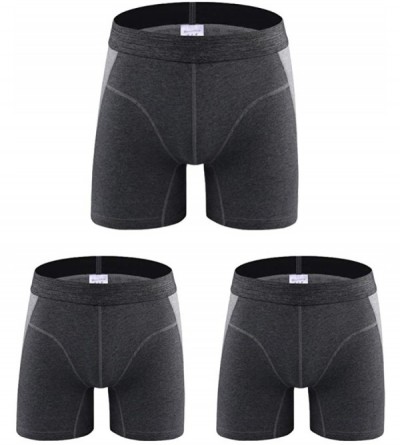 Boxer Briefs Premium 3-Pack Mens Cotton Trunks Long Leg -Boxer Briefs Low Rise Basic Underwear Shorts Grey M-4XL - 3 Pack No ...