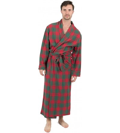 Robes Mens Flannel Robe Christmas Robe (Size Small-XXX-Large) - Red/Green - C318IGKYYGY $27.27