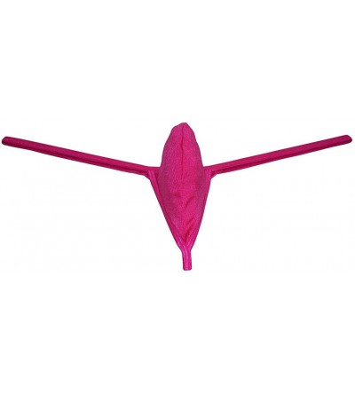 G-Strings & Thongs Men Border Mini Thong Drawing Pouch T-Back Shiny Spandex Micro Bikini Underwear - Pink - CO18RGLQHTU $8.54