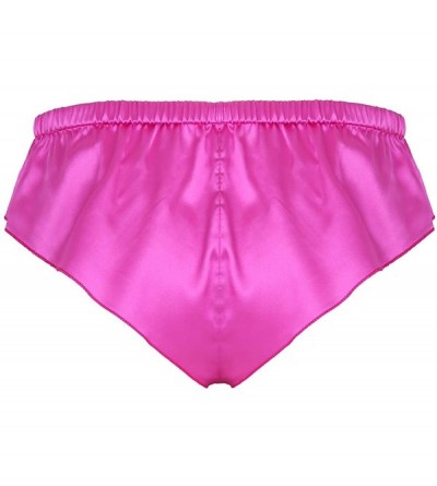 Briefs Men's Frilly Shiny Satin Lingerie Silky French Knickers Sissy Crossdress Panty - Rose - CR18KOSKRE6 $21.29