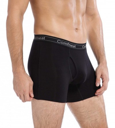 Boxer Briefs Men's 3 or 5-Pack Boxer Briefs Bamboo Rayon Ultra Soft Comfy Underwear with Fly - Black 3 Pack - CZ192O20558 $26.94