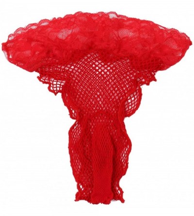 Briefs Men's Hollow Out Fishnet Briefs Sissy Crossdressing Lingerie Low Rise Bulge Pouch Underwear - Red - CJ19E7OMC5E $13.89