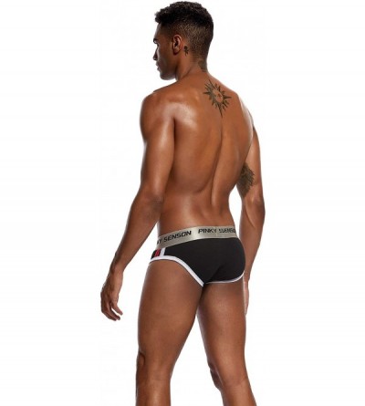 G-Strings & Thongs Men's Underwear Soft Briefs Low Rise Stretchy Bikinis - Black - C919275K0SX $11.07